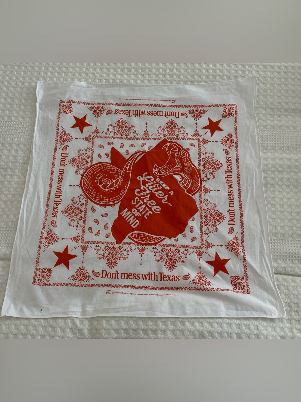 Don't Mess With Texas Red & White Bandana Scarf
